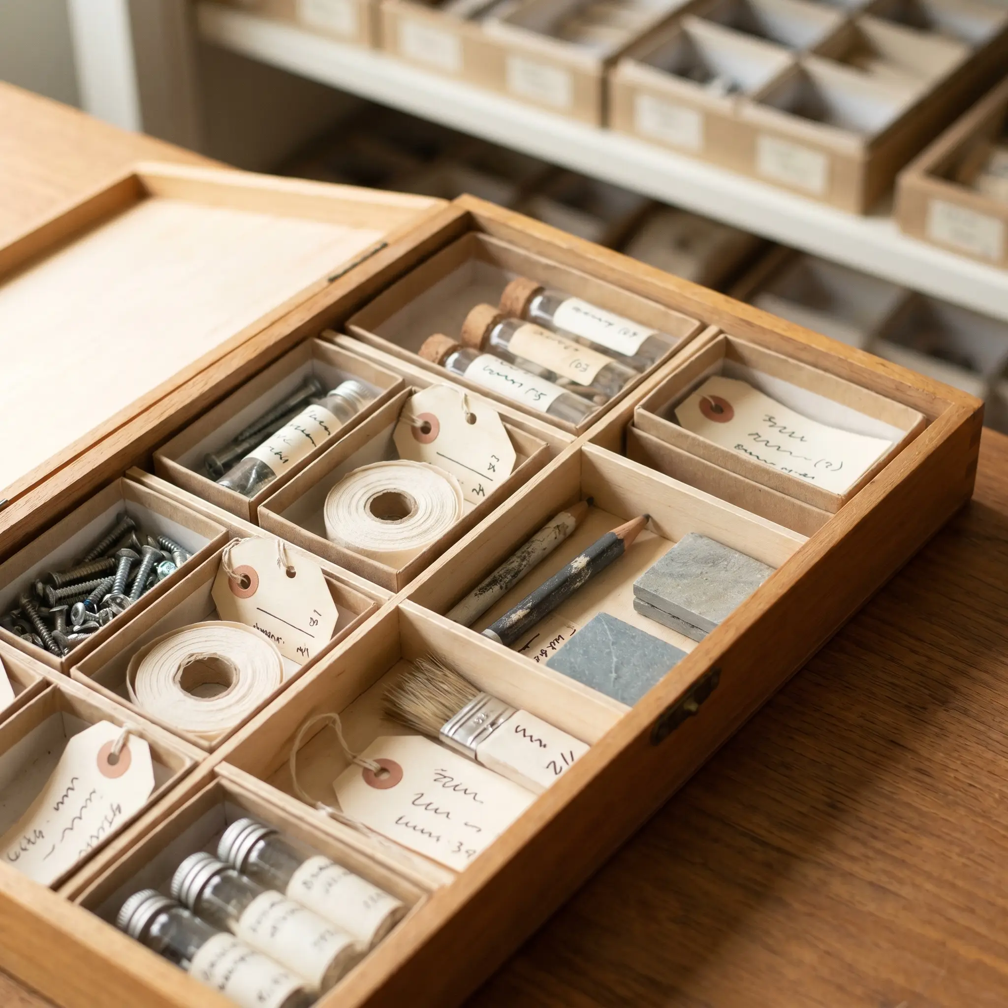Specimen tray prepared for future Etebu Bench article records